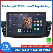 Für Peugot 107 Citroen C1 Toyota Aygo Android15 Autoradio GPS Navi BT DAB+ 2+64G