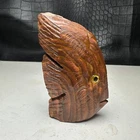 Natural Crystal Mineral Specimen. Wood grain stone. Hand-carved Fish.Gift.BL