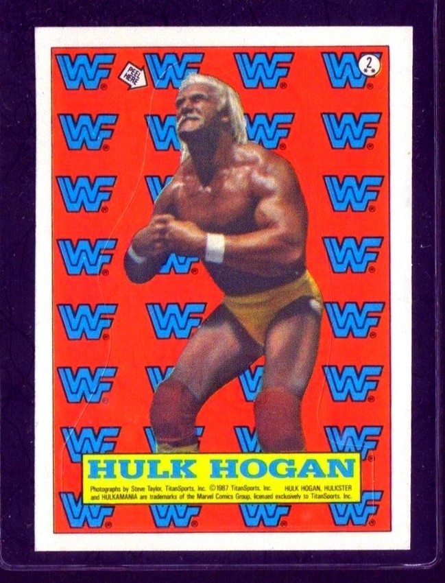 1987 Topps WWF Sticker #2 HULK HOGAN - WWF! Trading Card ~ NM