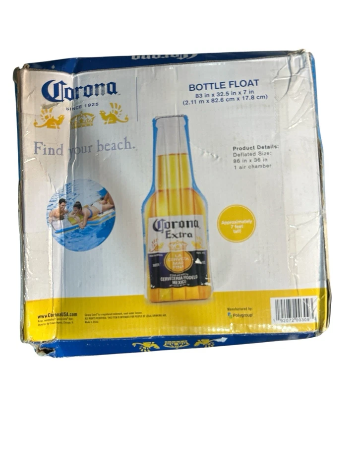 Botella de Cerveza Extra Inflable Corona Flotador Playa Piscina 83" x 32.5" x 7.0" Foto 2 de 4