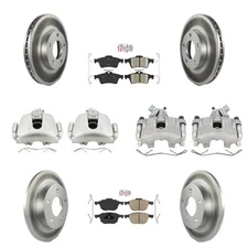 Front Rear Brake Rotors Pads Calipers Kit for Mazda 3 2006-2013 oe97 Coated