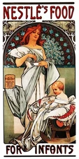 Nestles Infant Ad by Alfons Maria Mucha Counted Cross Stitch Pattern