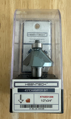 KEENTECH 45° Chamfer Router Bit  1/2''×3/4'' (KT02031208) New in Box