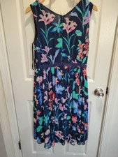 Talbots Pleated Floral Dress SZ 8 MSRP $189 Multicolor Flowy Lined Weeding Guest