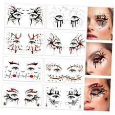 Halloween Eye Makeup Tattoos for Women Men, 8 Sheet Spider Web Scary Face