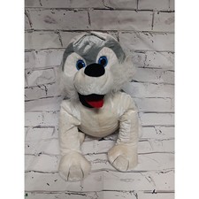 Toy Factory Gray White Husky Wolf Puppy Dog Plush 19" Stuffed Animal Blue Eyes