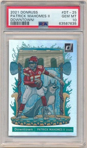 PATRICK MAHOMES 2021 PANINI DONRUSS #25 DOWNTOWN CHIEFS SP PSA 10 GEM MINT