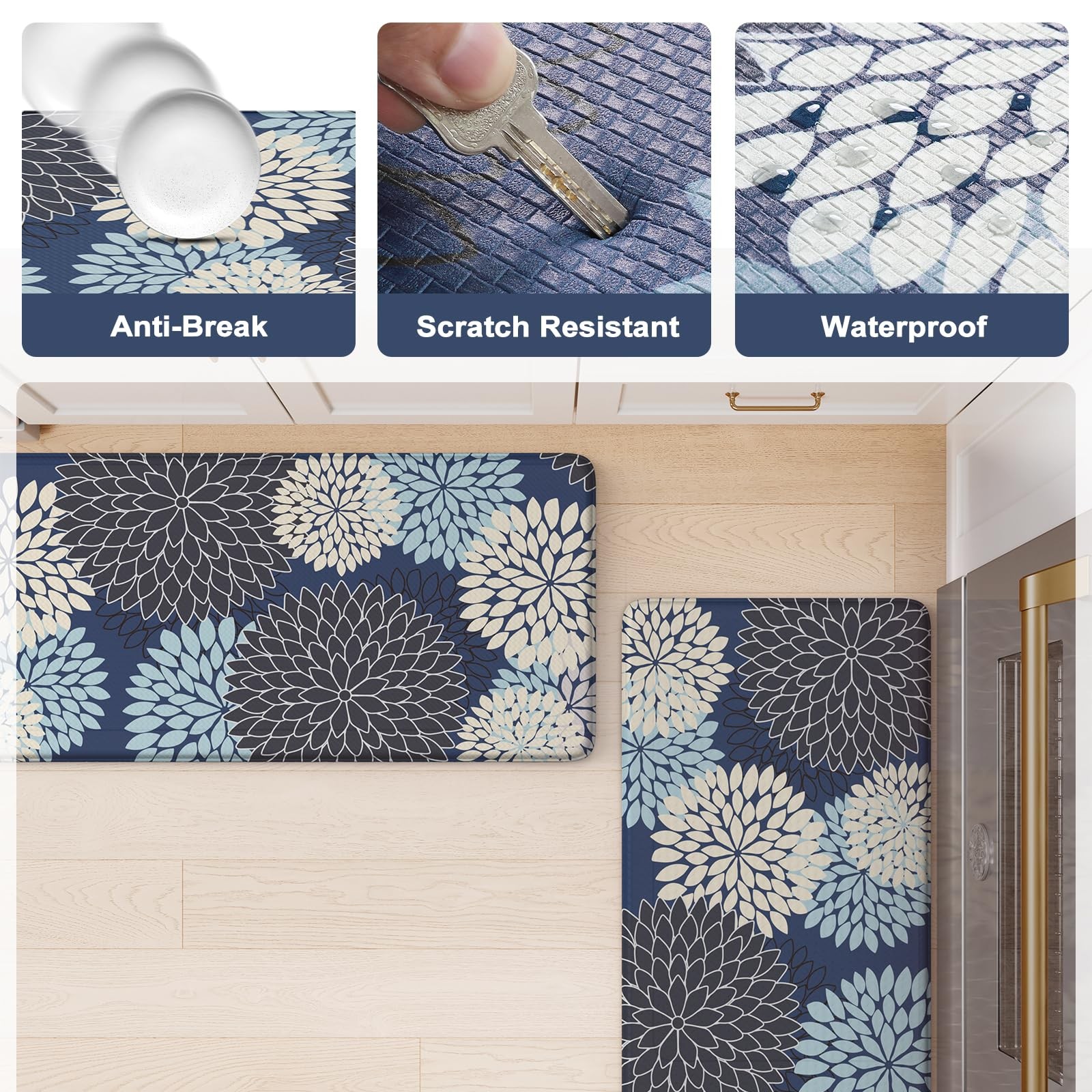 Anti Fatigue Kitchen Mats,Non Slip Farmhouse Kitchen Rugs Sets 2 Piece,Waterp...