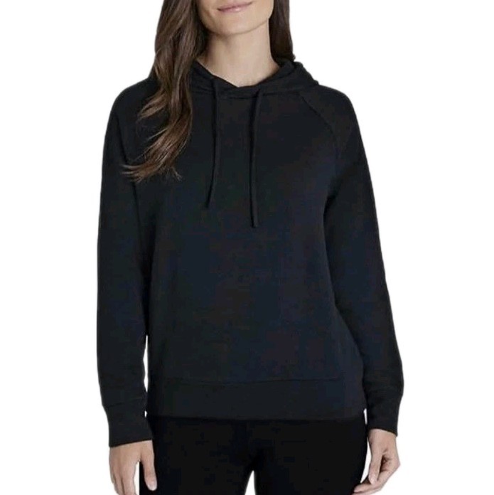 Eddie Bauer Women's Black Knit Relaxed Fit Pullover Hoodie Size Large