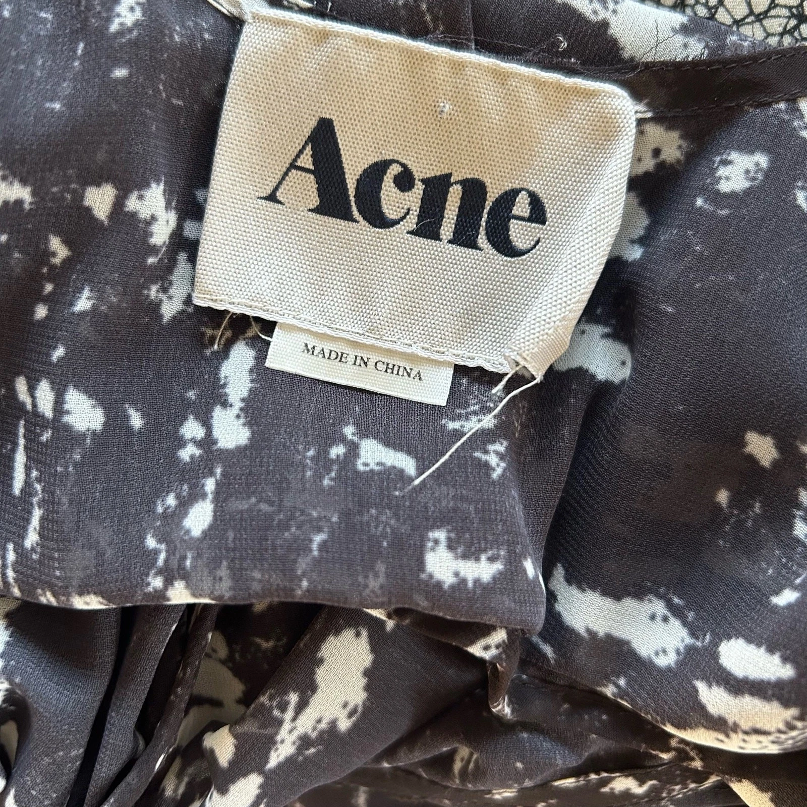 ACNE STUDIOS Abito Acne Primavera Estate Ruffle Strati Relaxed Nero Astratto Asimmetria TG S 36