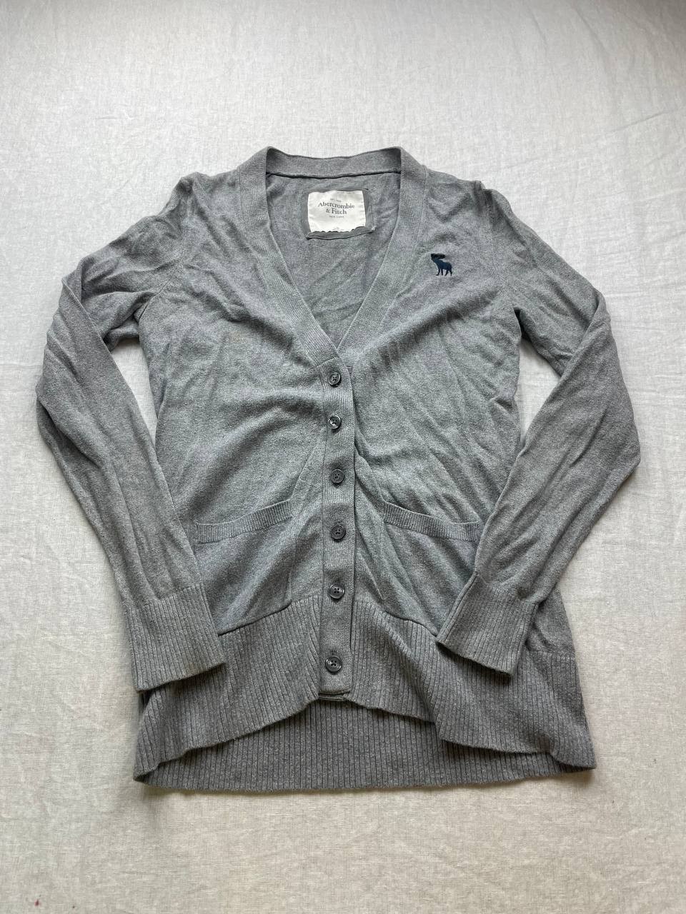 Abercrombie & Fitch Womens Cardigan Sweater Size Medium Gray Knit Button Front
