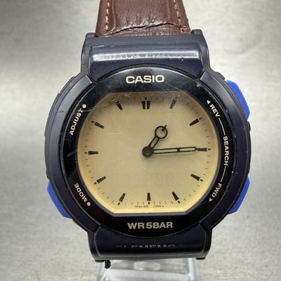 Casio Twincept ABX-52 Watch Men 40mm Blue Tone Analog Digital Data Bank New batt