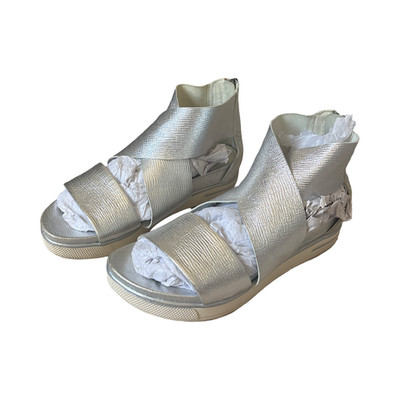 Eileen Fisher Metallic Silver Leather Sneaker Sandal Size 6
