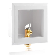 Ice Maker Outlet Box, 1/2 Inch Push-Fit Inlet, 1/4 OD Compression, 1/4 Turn