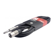 STAGG - 6.35mm (1/4") Jack to XLR Lead Male to Male 6m Black