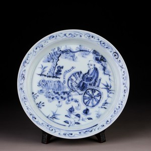 Chinese Blue White Figure Scene Porcelain Plate Dish