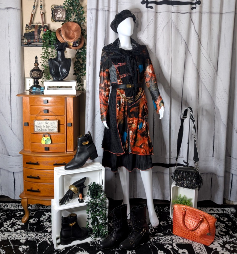 Pretty Angel Patchwork Silk Blend Mixed Media Dre… - image 1