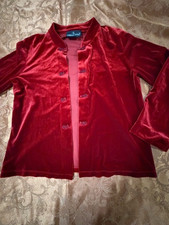 Carole Little Women Red Velour Jacket w Beaded Frog Closure vtg-Style