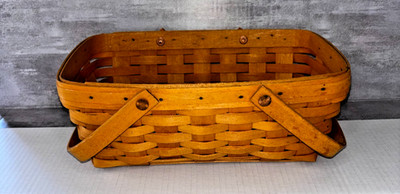 Longaberger Rectangular Basket With Handles 1999 Signed 12'' x 8''  x 5'' Hand made