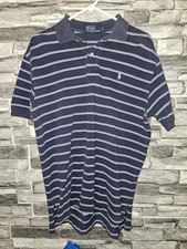 VINTAGE POLO BY RALPH LAUREN 3-BUTTON COLLAR SHORT SLEEVE STRIPED SHIRT, SIZE L