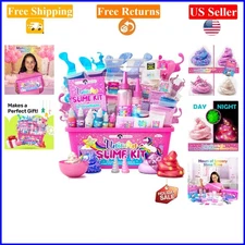 Unicorn Glow-in-The-Dark Slime Kit for Girls Ages 7-12, DIY Craft Set