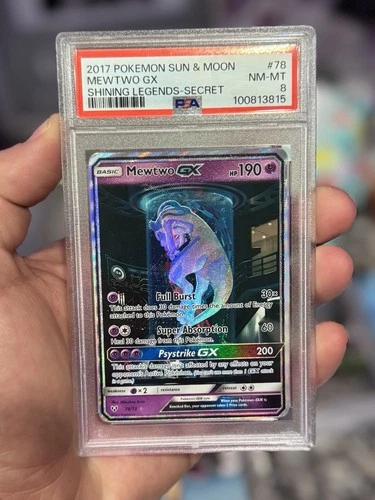 Pokemon 2017 Mewtwo GX 78/73 Alt Art Secret Rare Shining Legends PSA 8 Mewtube