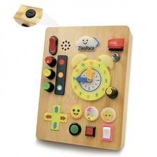 ZIESFOCE Montessori Toddler Busy Middle, Brown With Various Colors from Leds