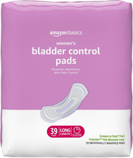 Amazon Basics Incontinence Pads for Women, Postpartum, Long, Maximum Absorbency,