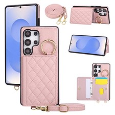 Crossbody Leather Ring Wallet Flip Phone Case For Samsung Galaxy S26 S25 S24 S23
