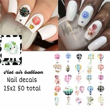 Hot Air Balloons Waterslide Finger Nail Decals Instructions set of 50 KC Bonus