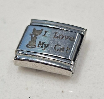 Katze Italienisches Bettelglied 9mm Silber passt allen Italienischen Bettelarmband I Love My Cat