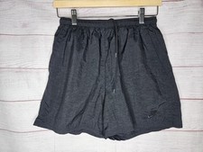 Vintage 80s 90s Nike GRAY TAG Spell Out Logo Running Shorts Black Rare Small