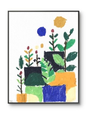 Abstract Geometric Blocks Modern Geometric Grid Garden Original 11 by 14 Canvas