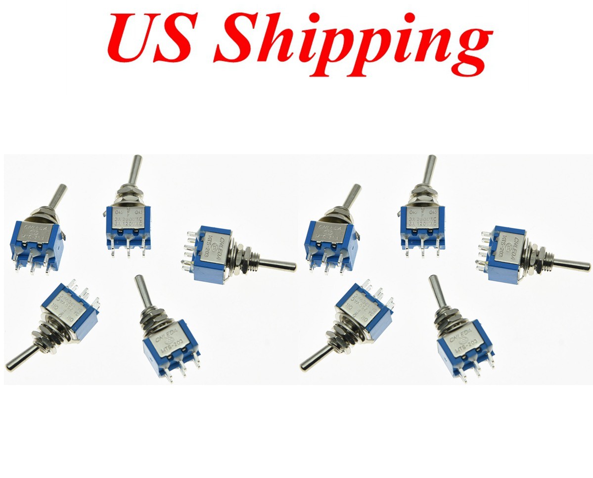 10pcs DPDT Guitar Mini Toggle Switch 3 Position ON/OFF/ON 6 PIN Car/Boat Switch