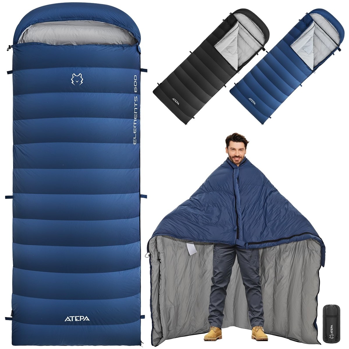Down Sleeping Bag for Adults, 650FP Degree Cold Weather