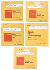 5 KODAK WRATTEN FILTERS 75MM BY 75MM