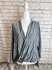 Urban Outfitters Women's Silence + Noise Gray Checkered Blouse Size Small Grunge