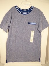 NEW Cat Jack Boys Short Sleeve Ringer T-shirt with Pocket MEDIUM 8/10 Blue