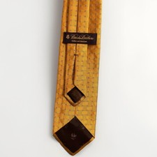 BROOKS BROTHERS Men's Silk Necktie Made In USA Designer Gold Geometric