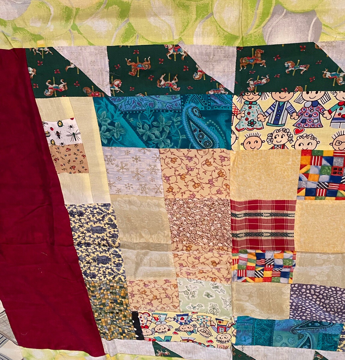 Handmade Quilt Top, Ready To Finish. 54x36, Lovely
