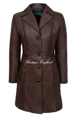 Ladies Leather Coat Brown Real Lambskin Leather Coat Slim Fit