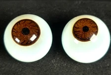 14 mm Solid Glass Brown Full Round Doll Eyes Reborn BJD Vintage