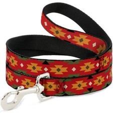 4 FT Dog Leash 1.0 Inch Wide Navajo Tan Rust Olive Black Pattern for Walking