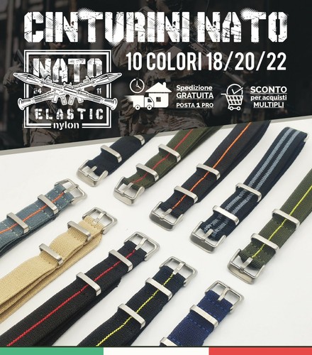 Cinturino strap orologio Nato 18 20 22 mm verde rosso giallo Nero Beige Blu  | eBay