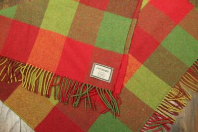 FOXFORD Woven in Ireland Lambswool Plaid Check Unisex Muffler Scarf Wrap 59''X34''