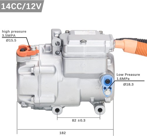 14CC 12V A/C Electric AC Compressor for Auto Air Conditioning Car Truck ...