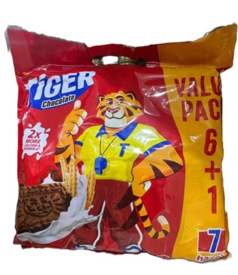 TIGER Chocolate 7 Handy Packs Biscuit 2x More Calcium & Vit D 372.4g - 2 Packs