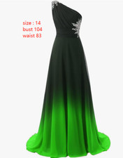 Women's Gradient Ombre Chiffon Evening Dresses Beaded Long Formal Prom Dresses