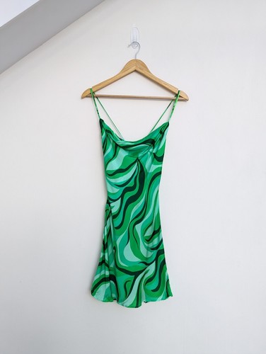 ZARA FLOWING MINI DRESS GREEN BNWT Size XS - 第 9/9 張圖片