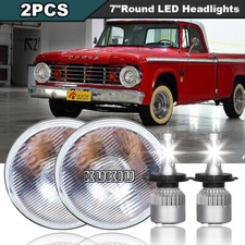 Fit Dodge D100 D200 D300 Pickup 7inch Round Led Headlights Hilo Sealed Beam 2x